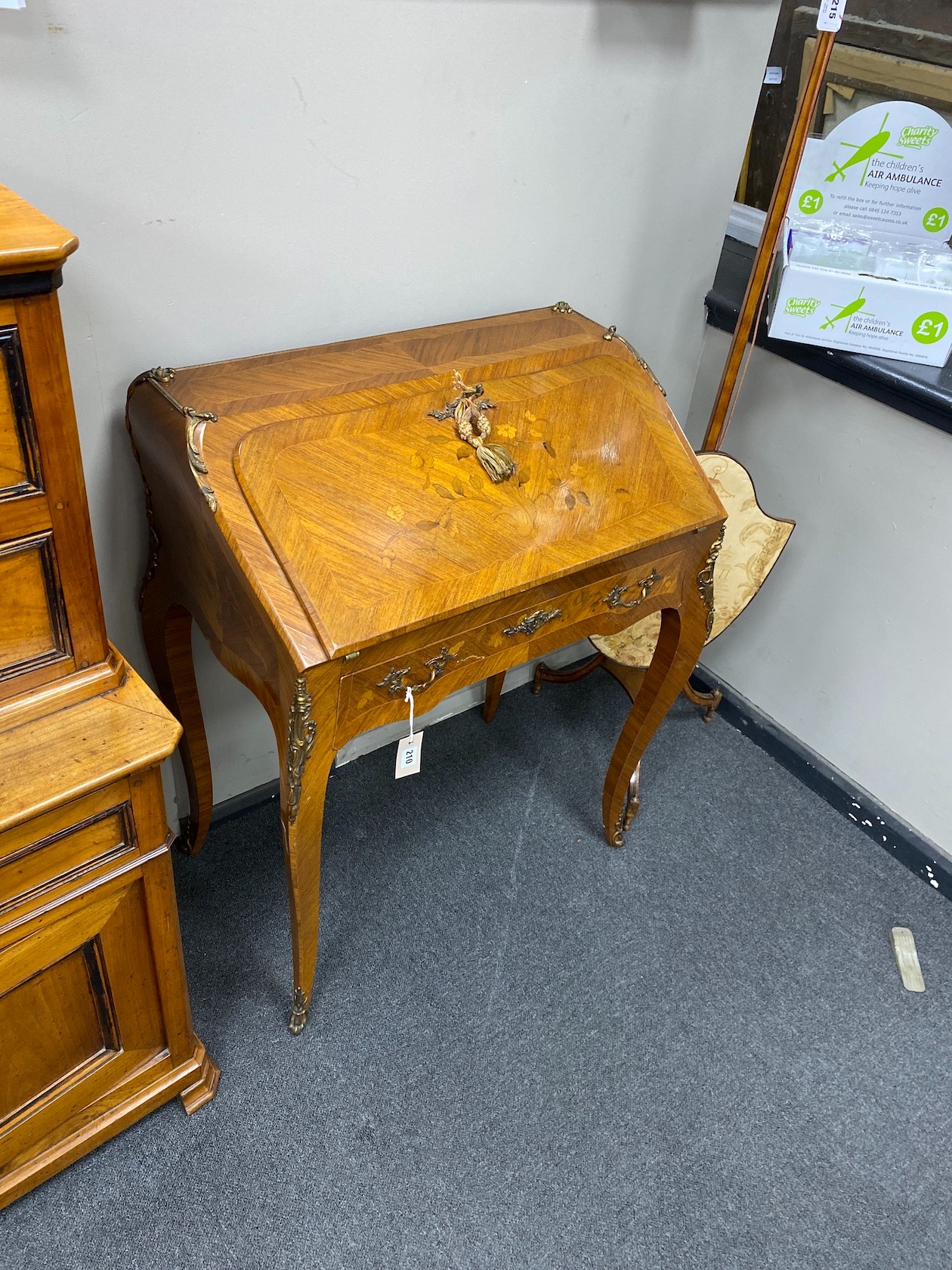 A Louis XV style inlaid kingwood bureau de dame, width 72cm, depth 45cm, height 93cm